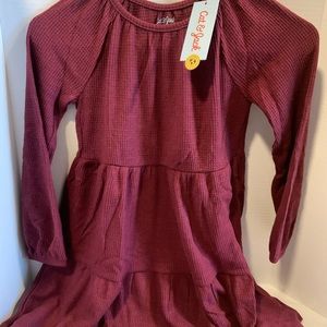 Cat &Jack kids size (S) (6/6x) burgundy soft flannel dress